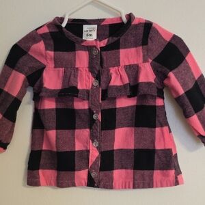 Carter's Pink and Black Checkered Button-Down Shirt